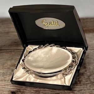 VINTAGE ID BRACELET Men’s NEW SPEIDEL Rhodium Electroplate Chain Link Engravable